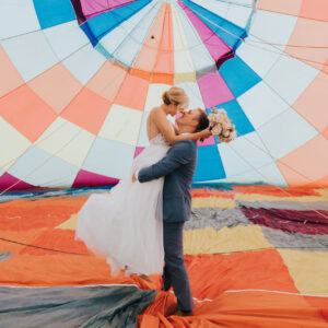 Hot Air Balloon + Bride and Groom at Thistle Hill Estate