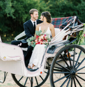 Wedding Portrait in Carriage at Thistle HIll Estate